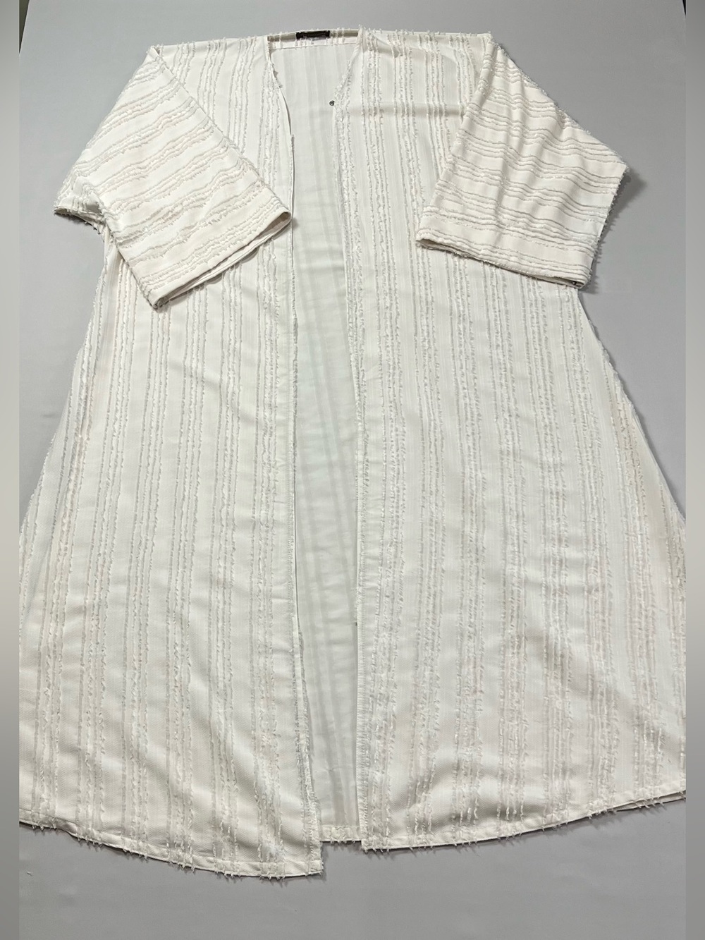 Off-white Textured Maxi Dress Kimono